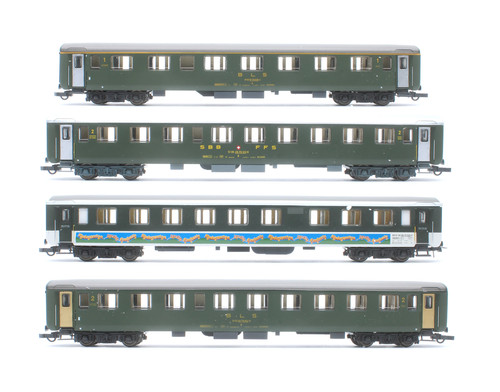 SACHSEN MODELLE SPUR "HO" 14019 4er SET SBB CFF BLS GRÜN VERSCHIEDENE REISEZUGWAGEN | Zustand: Used