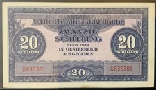 1944 AUSTRIA MILITARY PAPER MONEY - 20 SCHILLING BANKNOTE!