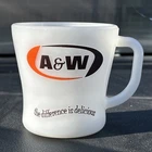 RARE VINTAGE FEDERAL MILK GLASS A&W Coffee MUG - VGC USA Made