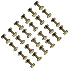 25 SET M4 x 12mm Chicago Screws Slotted Binding Post Screw Rivets Brass Bronze