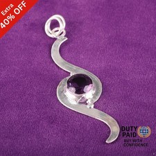 Valentines Deal 925 Silver Round Natural Amethyst Sister Ethnic February Pendant