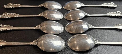 Wallace Grande Baroque Sterling Silver 8 Soup Spoons Round Bowl Cream 6 1/8"