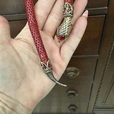 Vintage Designer DL AULD Company Red Mesh Snake Necklace / Belt 37"