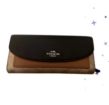 Coach Brown & Black Crossgrain Leather Slim Envelope Wallet F56494 For Project *