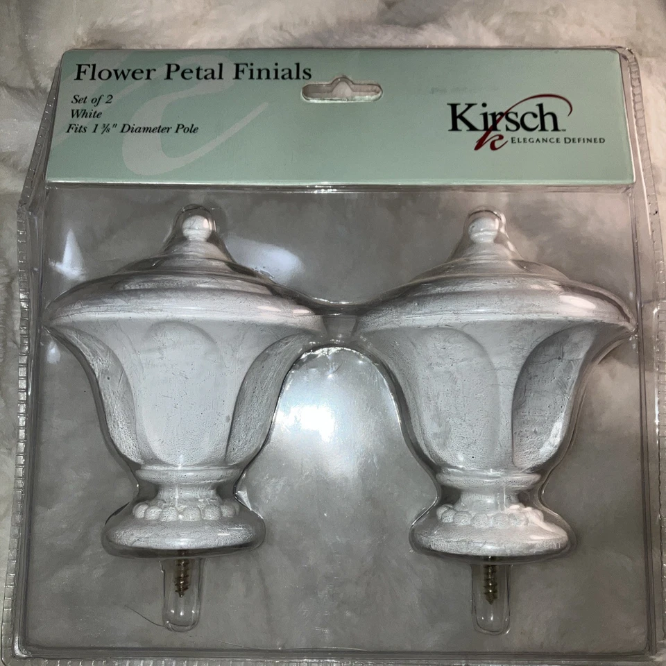 Juego de 2 remates de flores blancas de Kirsch - Nuevo en caja - Ajuste poste de 1 3/8 pulgadas - 2017a.025 Foto 2 de 4