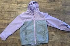 Eddie Bauer Girl's Purple/Gray Zip Front Hooded Jacket Windbreaker Size M 10-12