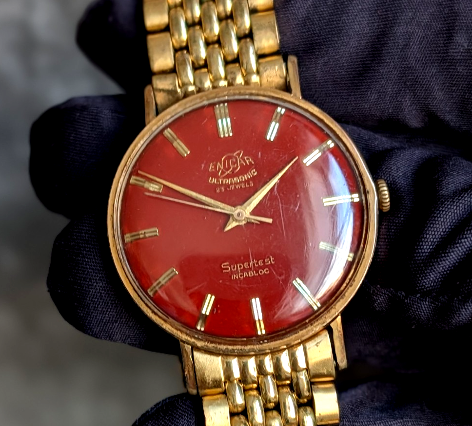 Enicar Supertest Incabloc 23 Jewels Automatic Swiss Watch 18KGF