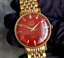 Orologio svizzero automatico Enicar Supertest Incabloc 23 Jewels quadrante bordeaux 18 kg