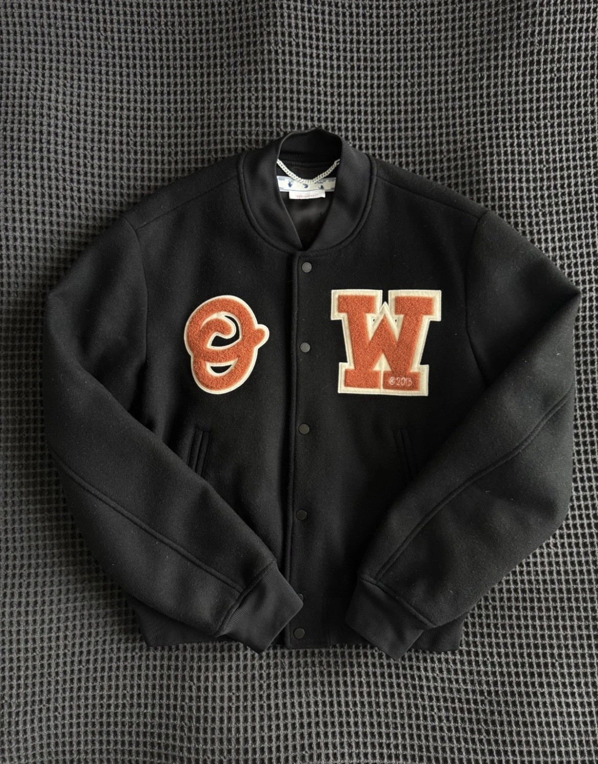 Off-White Varsity Jacket Black Wool, Size Large - image 1