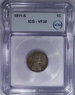 1911-S Lincoln Cent 1C ICG VF30