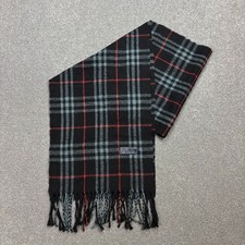 Écharpe Burberry London 54 x 11 pouces noire à carreaux Nova 100 % laine...