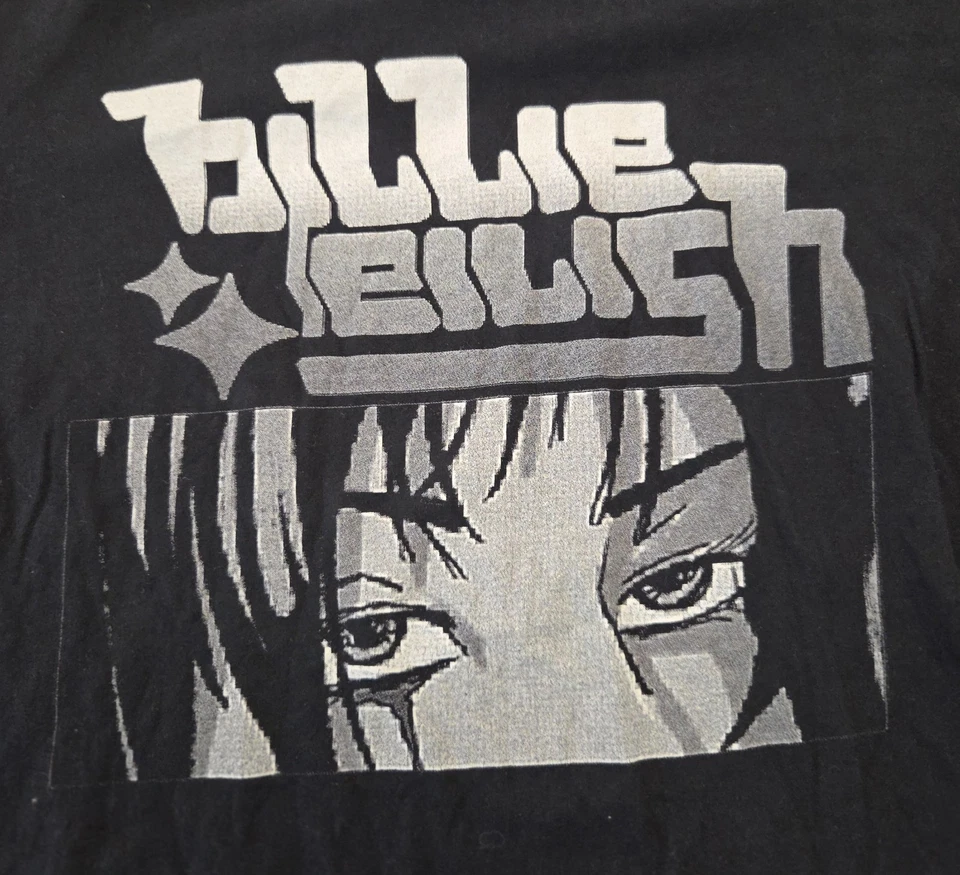 Футболка Billie Eilish Graphic 2022 Lash Music аниме Eyes черная футболка размер L - Изображение 2 из 4