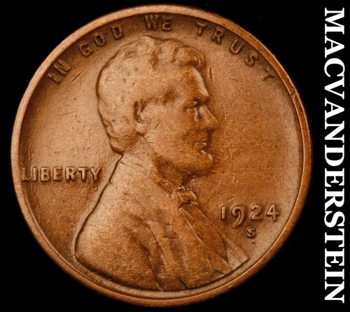 1924-S Lincoln Wheat Cent- Semi Key Better Date No Reserve #J5478