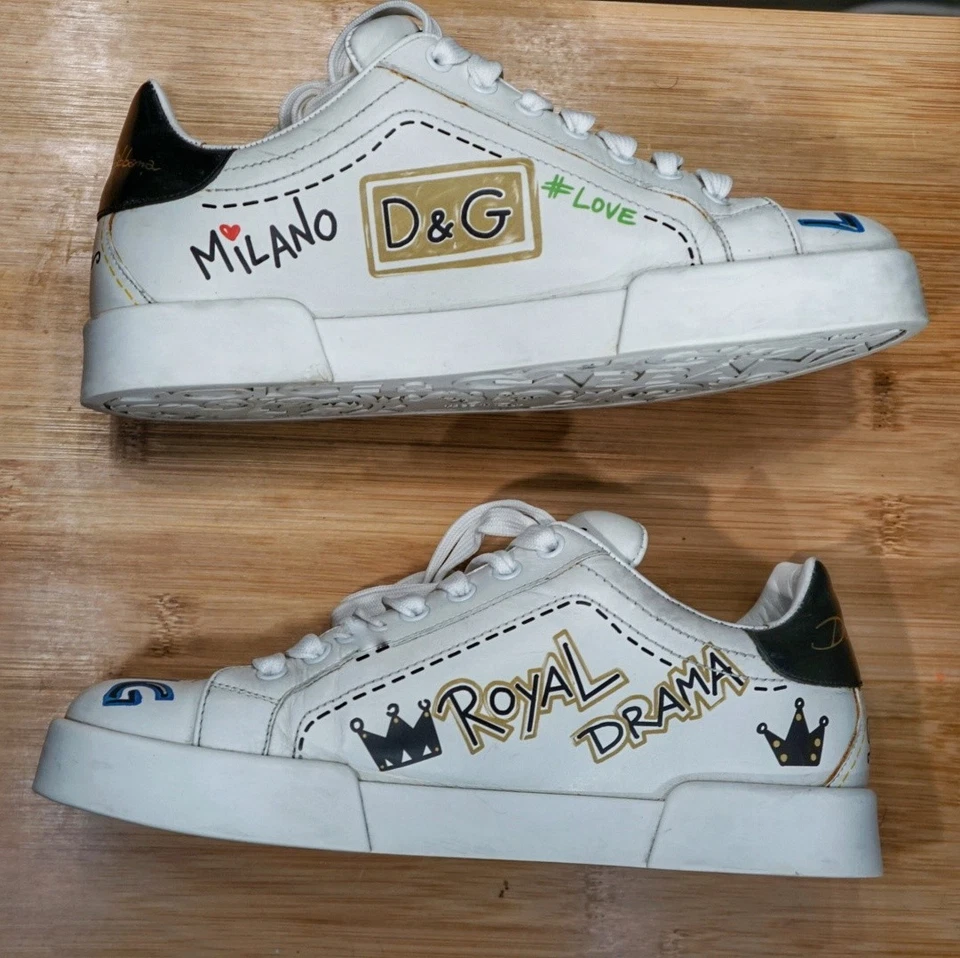 Dolce & Gabbana Graffiti “Royal Drama Prince” Sneakers White Men’s UK 5 EU 39 - image 2 of 4