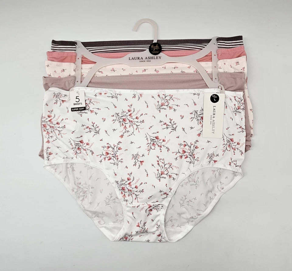 LAURA ASHLEY 5 Pk Mujer L XL 2XL Microfibra Calzoncillos Bragas Marrón Rosa Beige Crema Foto 2 de 4