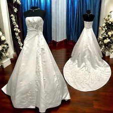 Michaelangelo David’s Bridal Strapless Satin A-Line Wedding Dress w/ Corset