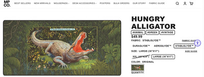 The MousePad Company, Hungry Alligator Mouse Pad/Desk Mat, 36x17, StablGlyde New