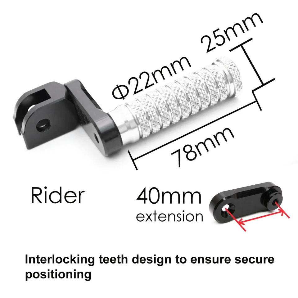 Clavijas de pie delanteras poste 40 mm plateadas para Suzuki GSXR 1000 00 01 02 03 04 Foto 4 de 4