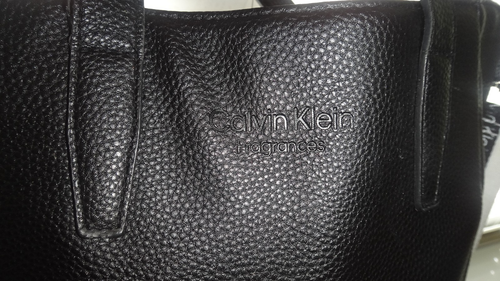 Calvin Klein Fragrance Black Faux Leather Tote Shopper, Crossbody, Beach Bag 🌺 - Picture 2 of 16
