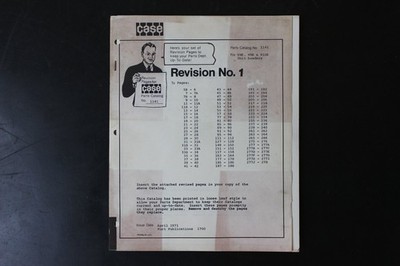 Case Parts Catalog No. 1141 Revision No. 1 W8E W9E W10E Unit Loaders 1971