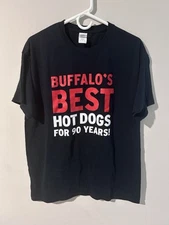 Ted's Hot Dogs Famous Buffalo NY Retro VTG Work T Shirt Black Size Large