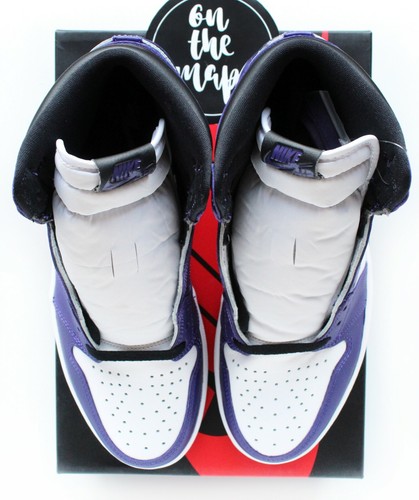 Nike Air Jordan 1 Retro High OG Court Purple White Black UK 8.5 US 9.5 EU 43 New - 第 5/12 張圖片