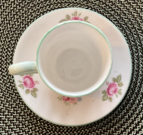 SHELLEY :: Vtg “Mini” TEA 1 3/4” CUP & 3” SAUCER “ROSEBUD” Pink Floral ENGLAND - Picture 4 of 10