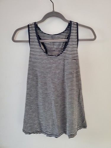 Navy Blue & White Women's Size Small S Racer Back Tank Top Gilligan O’Malley - Picture 1 of 11