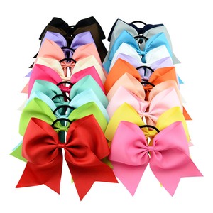 Baby Girls 8" Cheerleading Ribbon Grosgrain Bow Tie Elastic Band 