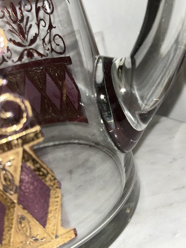 Vintage West Virgina Glass Gold Purple Diamond Pitcher Ranier - Picture 5 of 12