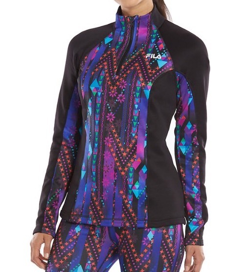 Pullover attivo corsa atletica FiLa donna 1 4 zip giacca XS multicolore nuovo con etichette