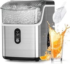 Nugget Ice Maker, Chewable Pellet Ice, 34Lbs/24H, Self-Cleaning, Sonic Ice