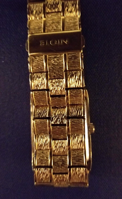 Men's ELGIN Gold Tone Diamond Accents Bronze Dial Dress Bracelet