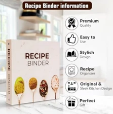 Recipe Book Binder with 30 Pages & Dividers – 3-Ring Organizer Set