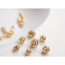 10pcs Round Ball Spacer Bead,14K Gold Plated Brass Loose Bead,Beads for Jewelry