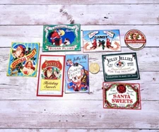 8-Christmas-Vintage-Treat-Fussy Cut-Ephemera-Linen Cardstock-Labels-Stickers