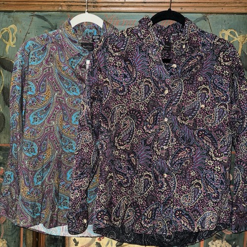 Lot Of 2 Vtg 1990s Brig-a-doon USA Women’s Paisley Button Up Sz M