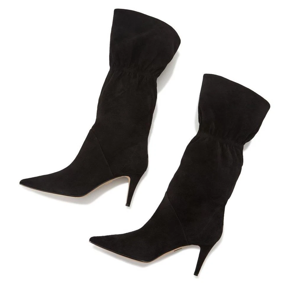 Tamara Mellon Negro Gamuza Marfa Media Pantorrilla Botas Slouch 75mm Tacones $695 NUEVAS Foto 4 de 4