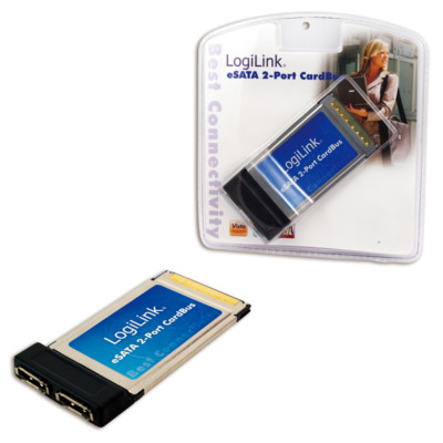 LogiLink PC0052 CardBus 2x eSATA Controller SATA 1.5 GB/s kompatibel zu 54mm