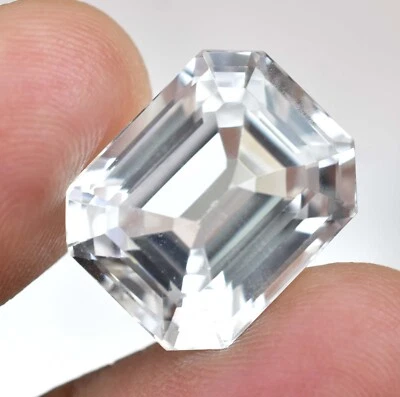 Natürlich 25.90Ct Weiß Montana Saphir Smaragd Schliff Zertifiziert Selten Lose - Bild 1 von 4