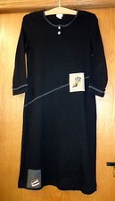 Woman's sz L - Black knit DRESS - CITE` - 100% Cotton - Shoes & Bag motifs -CUTE