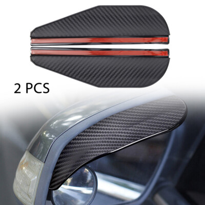 #ad 2Pcs Real Carbon LOOK Black Mirror Rain Visor Guard For Car Auto Accessories US $7.03