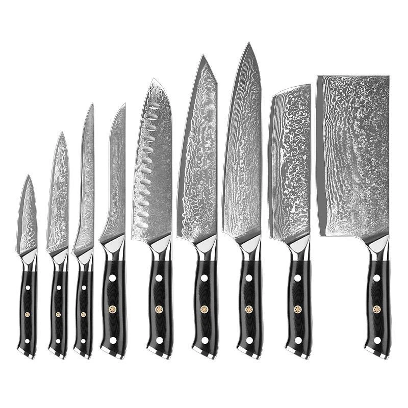 Handmade Kitchen Chef Knives 7 Set with pure wooden Handle and Bag