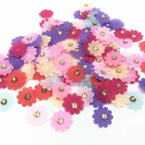 200 pz applique in feltro fiori strass colori misti scrapbooking 19 mm fai da te - Foto 1 di 4