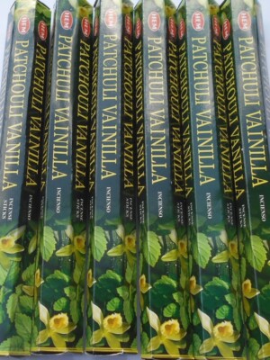 6 Packg. á 20 Stück RÄUCHERSTÄBCHEN Marke incense HEM Patchouli Vanilla Vanille