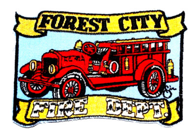 FOREST CITY   FIRE DEPT - Fire Patch EMS Rescue Public Safety ANTIQUE FIRE TRUCK