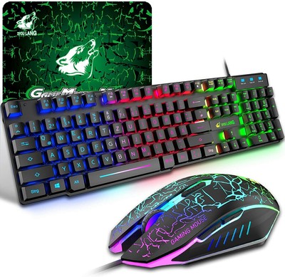 DE QWERTZ Layout Gaming Tastatur Und Maus Set LED USB Verkabelt für PC PS4 XBox