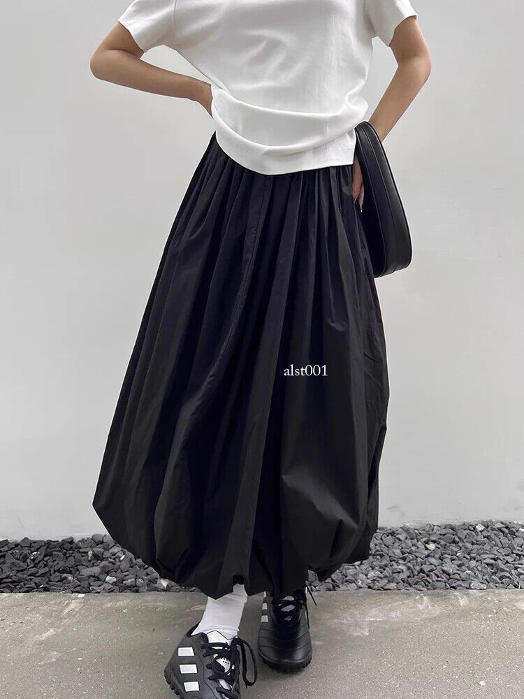 Long Skirt Women Elegant Elastic Waist A-line Loose Balloon