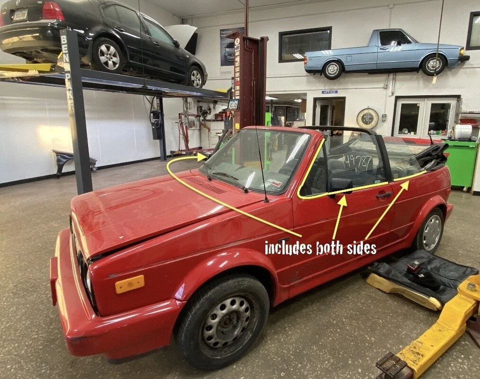 Door Window Trim Metal Molding Set 80-93 VW Rabbit Convertible Cabriolet MK1 - Image 2 of 4