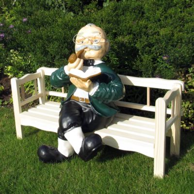 XXL DEKO OPA 67 cm HOLZBANK Garten Figuren Menschen Bank GROSSELTERN Skulptur